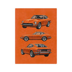 Orange Datsun 240Z Car Illustration Blanket | Vintage Sports Car Microfiber
