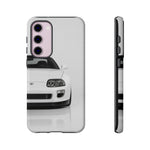 White MK4 Supra Phone Case, Retro 90s JDM Tough Cover for Car Enthusiasts