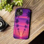 Retrowave Aesthetic Sunset Palm Trees phone case