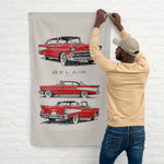 1957 Bel Air Red White Top Banner 34x56 Garage Man Cave Wall Decor Gift