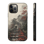 Autumn Temple Steps phone case | Japanese watercolor landscape cover