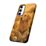 Golden Retriever Phone Case Flower Field Tough Cover Gift Art