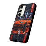 Orange Supra Phone Case, Neon City Night JDM Sports Car Tough Cover