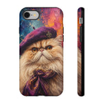 Persian Cat Beret Portrait Tough Phone Case - Painterly
