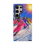 Retro Skiers Phone Case | Neon 80s Skiing Tough Cover