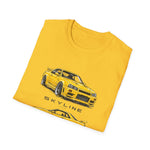Yellow 1999 Skyline Illustration JDM T-Shirt | R34 GTR Car Trio