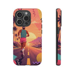 Retro Runner Sunset phone case | 80s Vaporwave jogging design