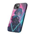 Anime Girl Phone Case Teal, Neon Kanji Calm Gradient Tough Cover