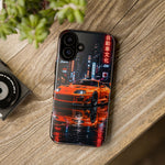Orange Supra Phone Case, Neon City Night JDM Sports Car Tough Cover