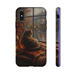 Rainy Window Cat Phone Case, Cozy Painterly Art Cover, Gift