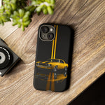 Yellow Camaro Z28 Phone Case, Classic Muscle Car Studio Stripe Cover