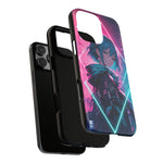 Anime Girl Phone Case Teal, Neon Kanji Calm Gradient Tough Cover