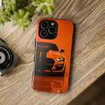 Orange Mustang Art Phone Case, GT500 American Muscle Car Tough Cover for Male