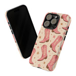 Pink Cowboy Boots phone case | Western pattern | Pastel stars