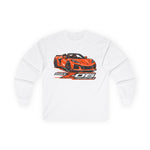 C8 Z06 Convertible Illustration Long Sleeve, Orange Sports Car Tee