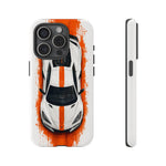 Z06 C8 Phone Case, White Top-Down Painterly Stripe Cover