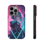 Anime Girl Phone Case Teal, Neon Kanji Calm Gradient Tough Cover