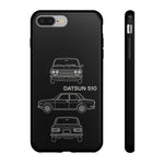 Datsun 510 Triple View Line Art JDM Tough Phone Case Cover Gift