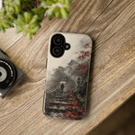 Autumn Temple Steps phone case | Japanese watercolor landscape cover