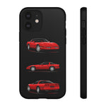 C4 Corvette Art Phone Case Red, Three-View Vector Cover, Gift