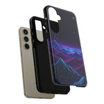 Retro Neon Mountains Phone Case | Vaporwave Galaxy Landscape