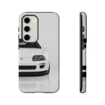 White MK4 Supra Phone Case, Retro 90s JDM Tough Cover for Car Enthusiasts