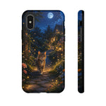 Moonlit Garden Cat Phone Case, Firefly Painterly Art Cover