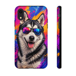 Cool Husky Sunglasses Portrait Tough Phone Case - Abstract
