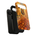 Yorkshire Terrier Jumping in Autumn Leaves Tough Case | Fall Dog Phone Cover
