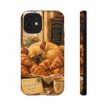 Sleeping French Bulldog with Croissants phone case | cute bakery scene