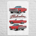 1966 Belvedere Convertible Red Banner 34x56 Garage Man Cave Wall Decor Gift