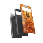 Yorkshire Terrier Jumping in Autumn Leaves Tough Case | Fall Dog Phone Cover