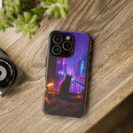 Lo-Fi Cat Neon Rain Window Vaporwave Art Tough Phone Case
