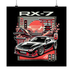 RX-7 FD Poster JDM Black Rotary Engine Car Tokyo Temple Cherry Blossom Art