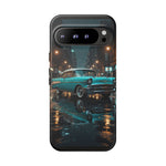 Vintage Teal 1957 Bel Air Classic Car Tough Case | Retro Rainy City Phone Cover