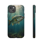 Largemouth Bass Phone Case, Sunlit Underwater Tough Cover, Gift