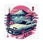 AE86 Trueno Poster JDM Legend Initial D Car Mt. Fuji Retro Wall Art