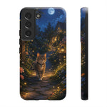 Moonlit Garden Cat Phone Case, Firefly Painterly Art Cover