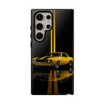 Yellow Camaro Z28 Phone Case, Classic Muscle Car Studio Stripe Cover