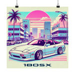 180SX Poster JDM Miami Vaporwave Sunset Drift Car Retro Wall Art