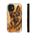 German Shepherd Loyal Watercolor Portrait Art Tough Phone Case