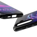 Neon Dolphin Retro Wave Tough Case | Vaporwave Japanese Text, 80s Synth Sunset