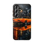 Orange Daytona Phone Case, Rainy City Night Muscle Car Tough Cover