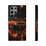 Orange Cuda Phone Case, Rainy City Night Muscle Car Tough Cover