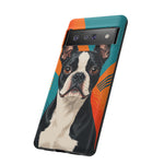 Boston Terrier Pop-Art Portrait Tough Phone Case - Teal Orange