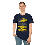 Yellow 1973 Duster Classic Car T-Shirt | Vintage Muscle Car Illustration