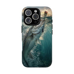 Striped Bass Phone Case, Sunset Topwater Strike Cover for Anglers