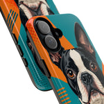 Boston Terrier Pop-Art Portrait Tough Phone Case - Teal Orange