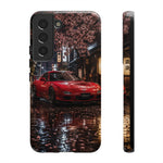 Red FD RX-7 Blossom Alley Tough Phone Case - Rain-Slicked Night