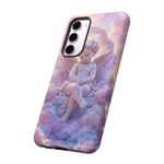 Cherub Cloud Throne Phone Case, Pastel Marble 3D Render Cover